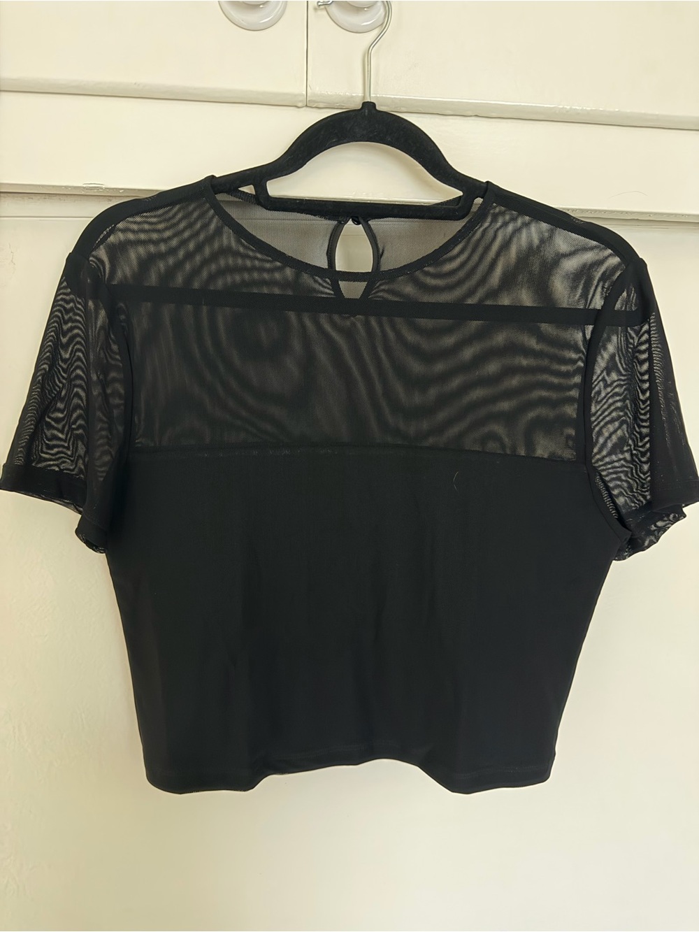 ReoRia Black Sheer Yoke Crop Top